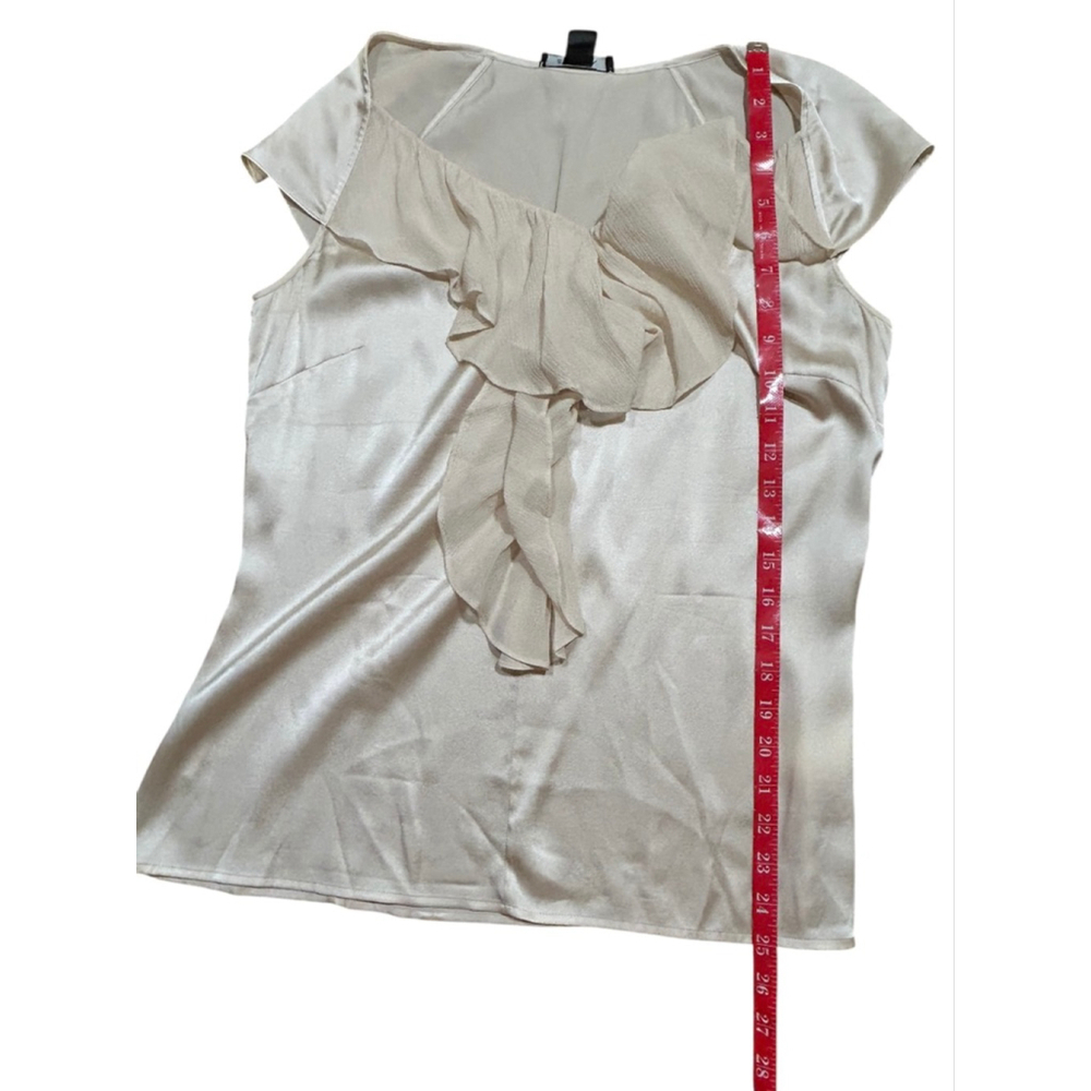 St. John Silk Blend Ruffled Blouse Cream Size 8 - Picture 6 of 8